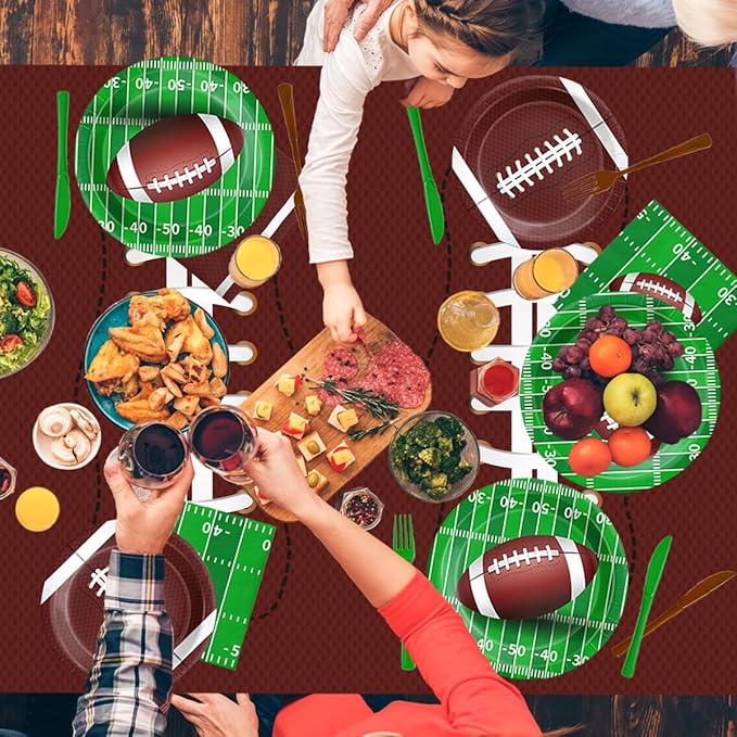 178Pcs Football Party Supplies Football Plates and Napkins Kit Serve