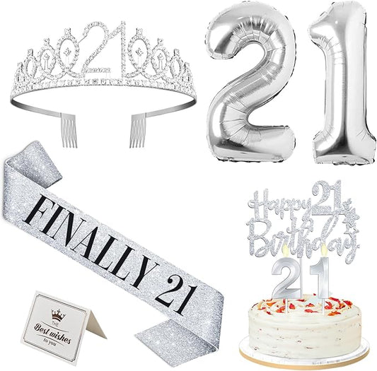 21st Birthday Decorations for Her Silver 21st Birthday Tiara and