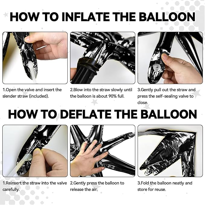 18 Pcs Black Star Balloons, Black Balloon with 6 Pcs 22-Inch
