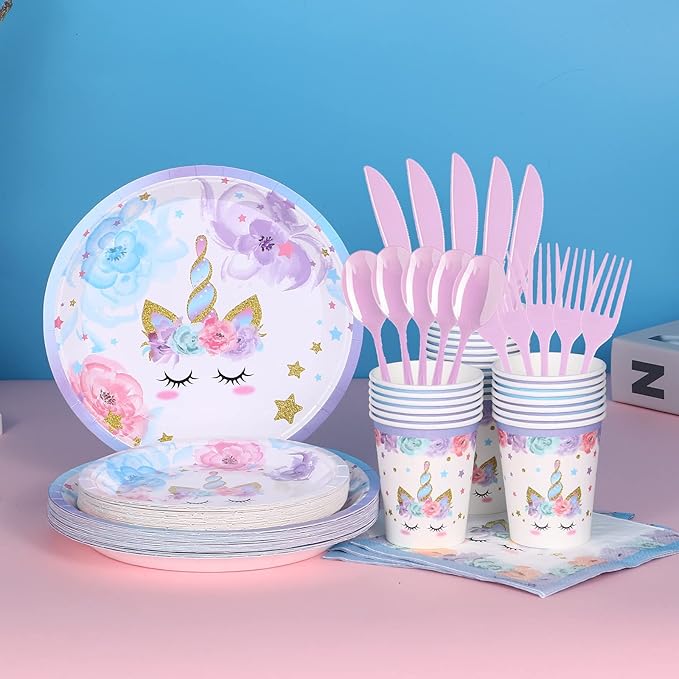 Unicorn Birthday Party Decorations Rainbow Unicorn Plates and Napkin