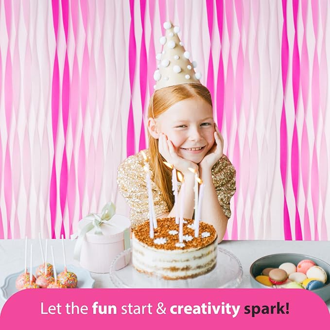 Captain Décor 8 Pink Streamers with White, 656ft Pack of Pink Crepe