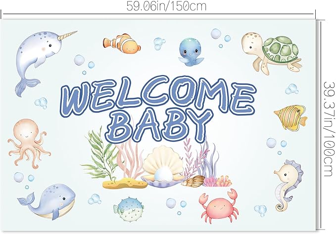 43Pcs Sea You Soon Baby Shower Decorations Under the Sea Baby Shower