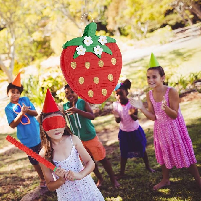 Red Strawberry Piñata For Kids Strawberry Baby Shower Piñata