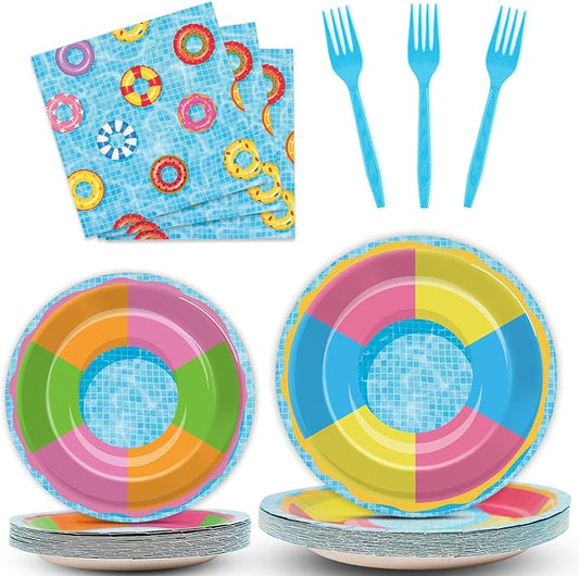 96PCS Pool Party Plates and Napkins Sets Beach Ball Plates Party