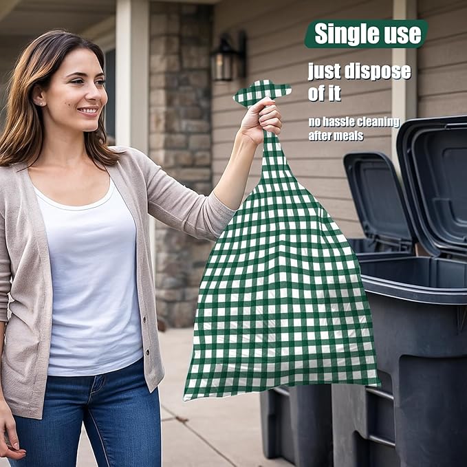 6pcs 54X108inch Dark Green Checkered Tablecloth,Green Gingham