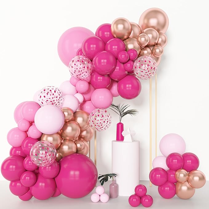 Amandir 153pcs Pink Balloon Garland Arch Kit, Different Sizes 18 12