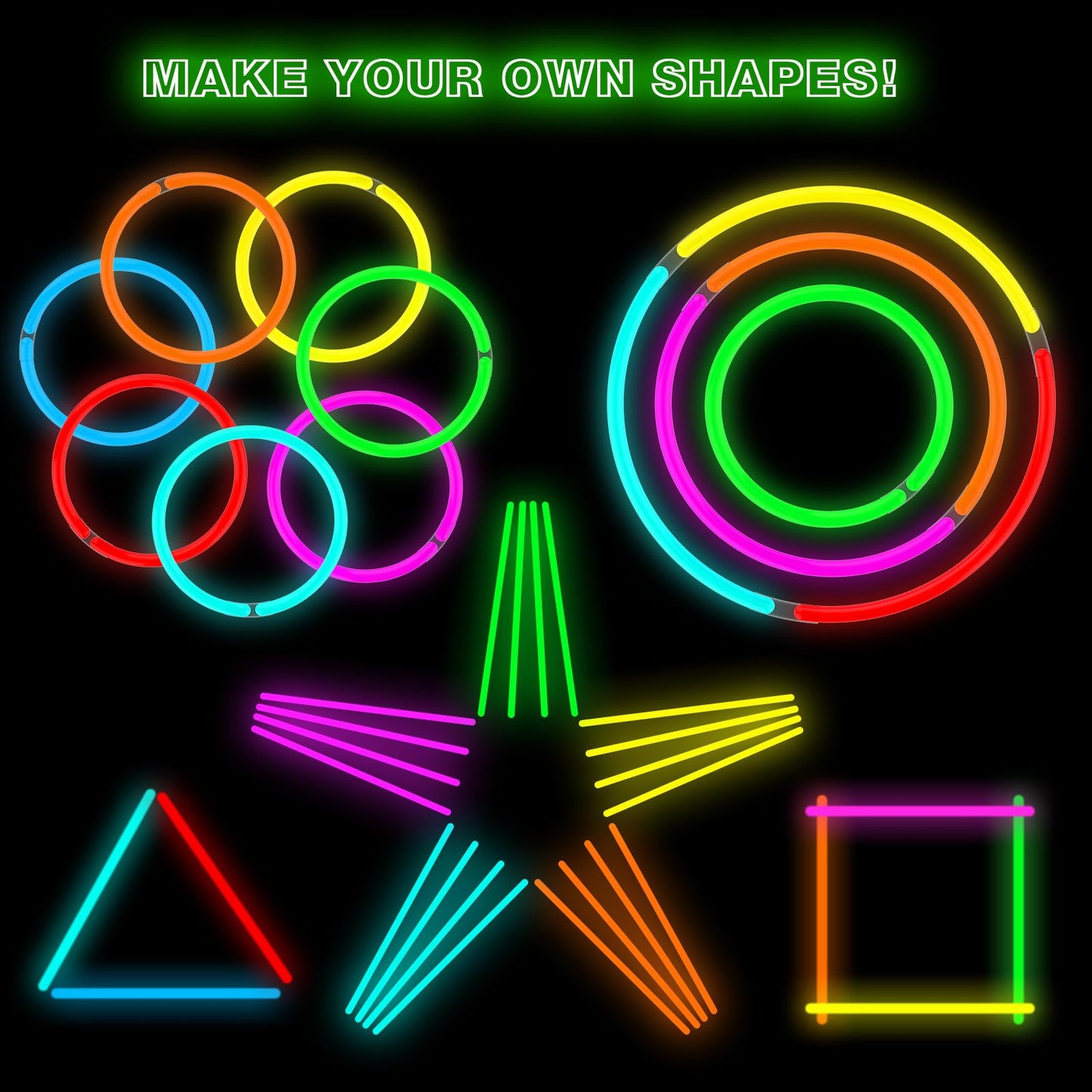 JICUICUI Glow Sticks Bulk Party Pack- Ultra Bright 500PRO Glow