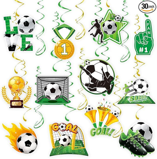 Soccer Hanging Swirls - 30 Pcs Soccer Party Decorations Ceiling