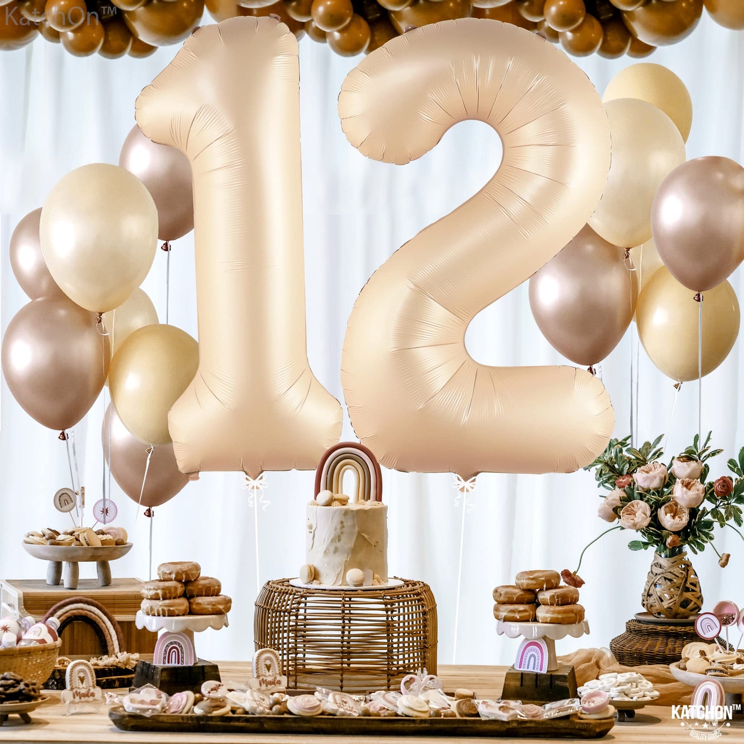 KatchOn, Huge Caramel 12 Balloon Number - 40 Inch | Caramel Number 12