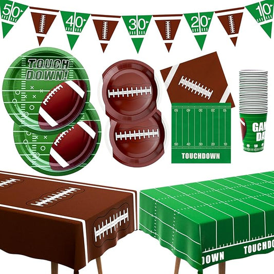 Football Party Decorations Kit for 24 Guests 99Pcs Tableware with