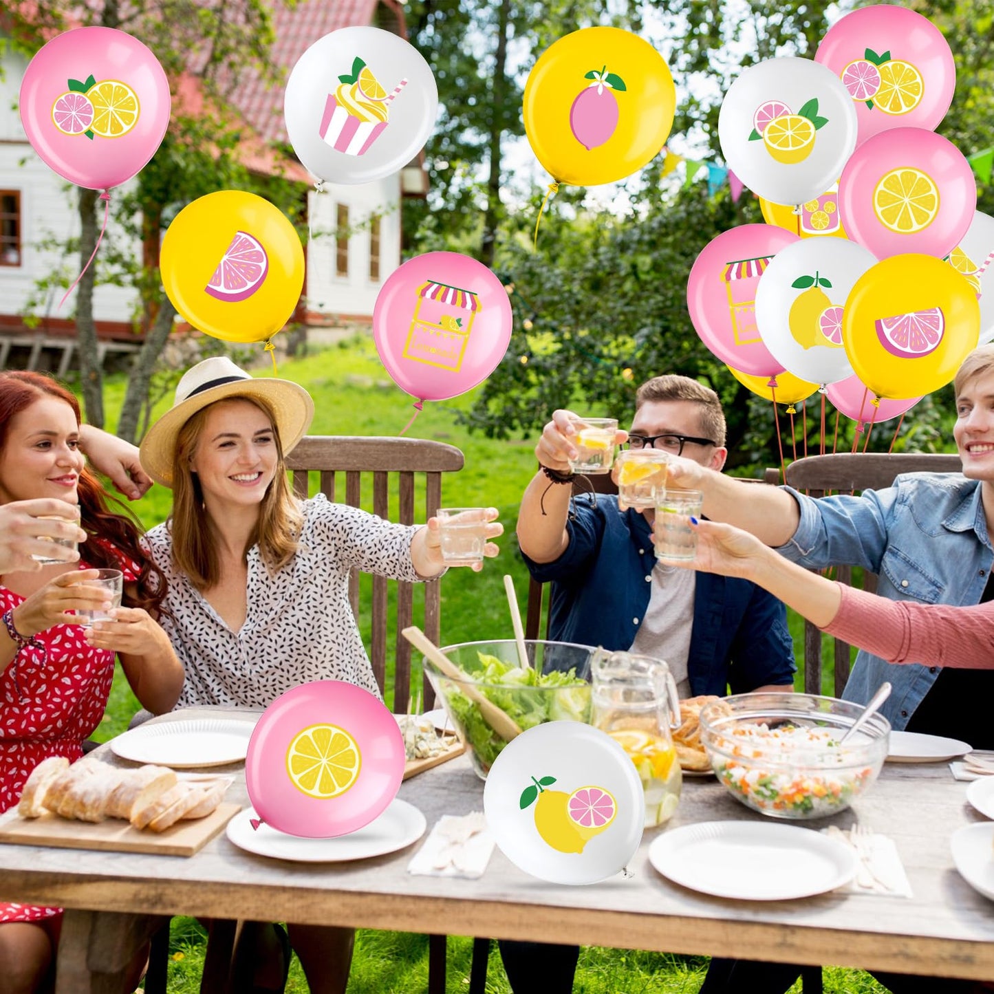 Aoriher 63 Pcs Lemon Balloons Lemonade Party Decorations Yellow Pink