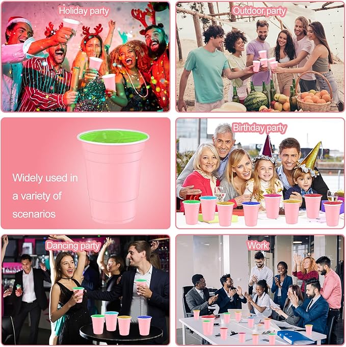 120 pcs 12 oz pink plastic cups Valentines Day plastic cups pink