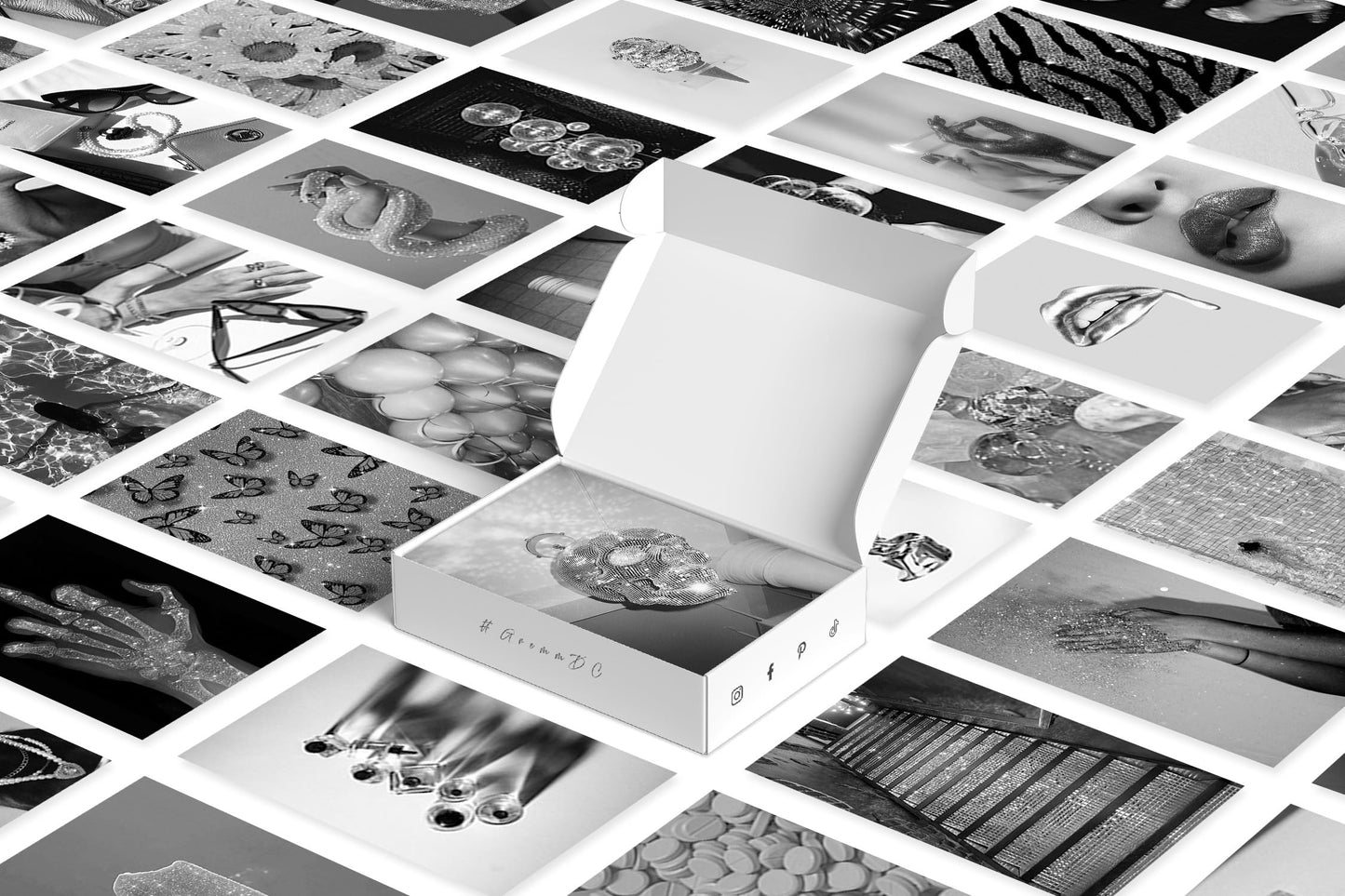 Y2K BOO Black and White Wall Art Prints - Modern Chic Wall Collage