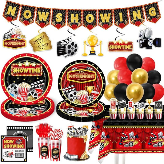 Movie Night Supplies 160PCS Movie Themed Party Decorations with Now