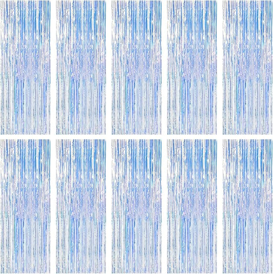10 Pack Iridescent Backdrop Party Decorations Tinsel Curtain Party