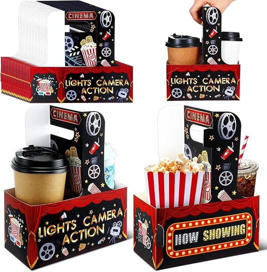 20 Pieces Movie Night Snack Trays with Handles Movie Night Party
