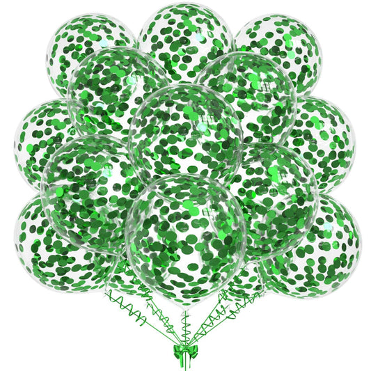 50pcs Green Foil Confetti Balloons,12 inch Latex Balloon with Green