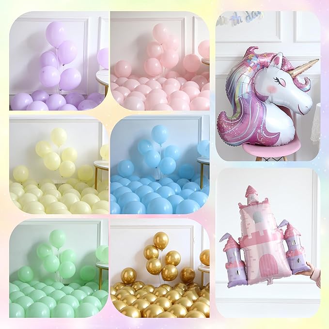 Pastel Unicorn Balloon Arch Kit 156pcs Macaron Rainbow Balloons