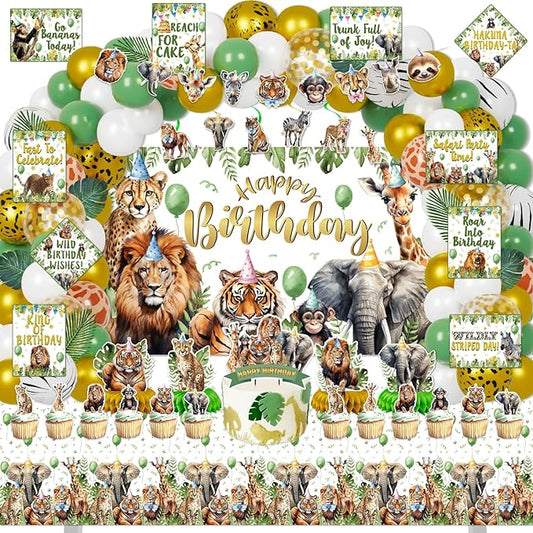 Safari Birthday Decorations 140Pcs Zoo Jungle Animal Theme Party