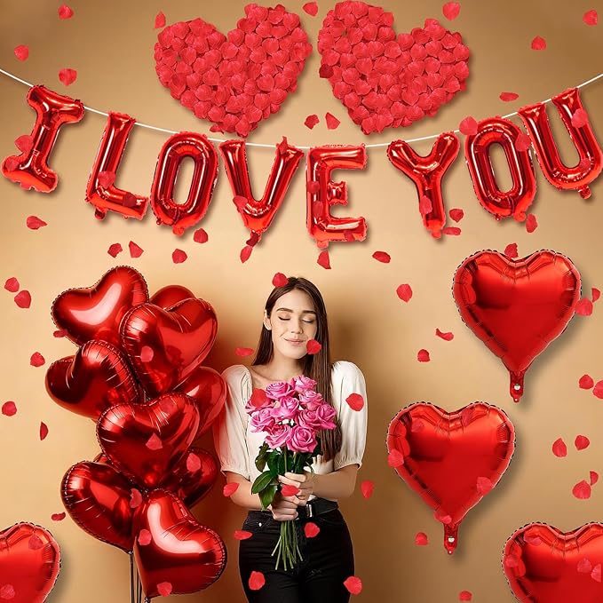 I Love You Balloons Valentines Day Balloons Red Heart Love Foil