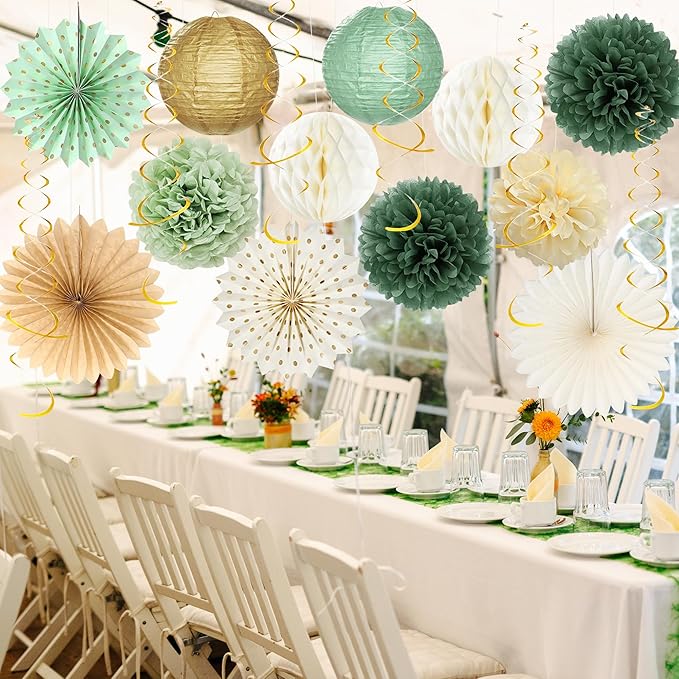 Engagement Party Decorations Green and Gold Glitter Happy Engagement