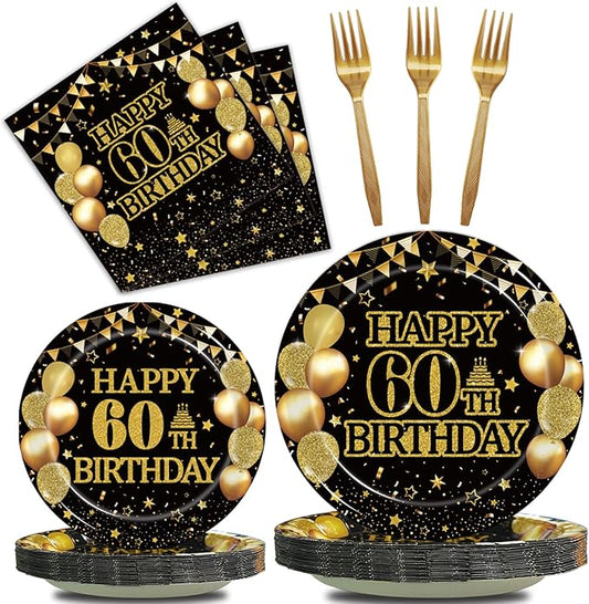 96Pcs 60th Birthday Party Tableware Set, Back in 1966 Birthday Party