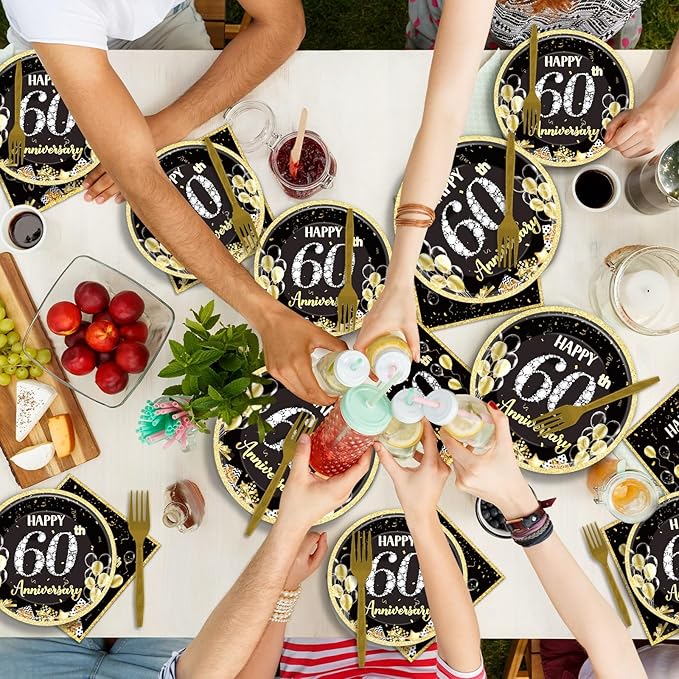 50 Guests 60th Anniversary Plates and Napkins Party Supplies 60th