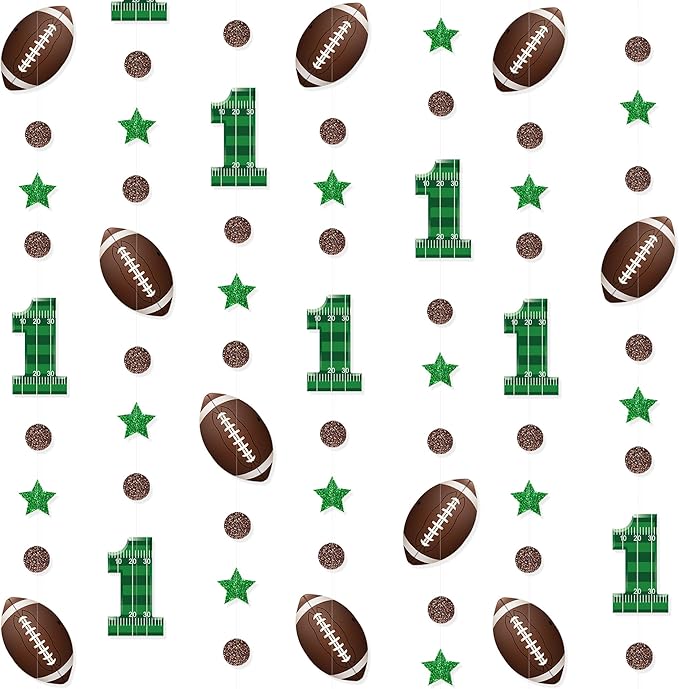 Football 1st Birthday Party Decorations Glitter Star Circle Dot