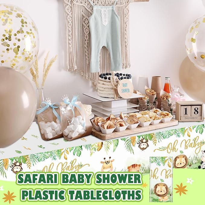 Safari Baby Shower Tablecloths Jungle Animals Plastic Table Cloths