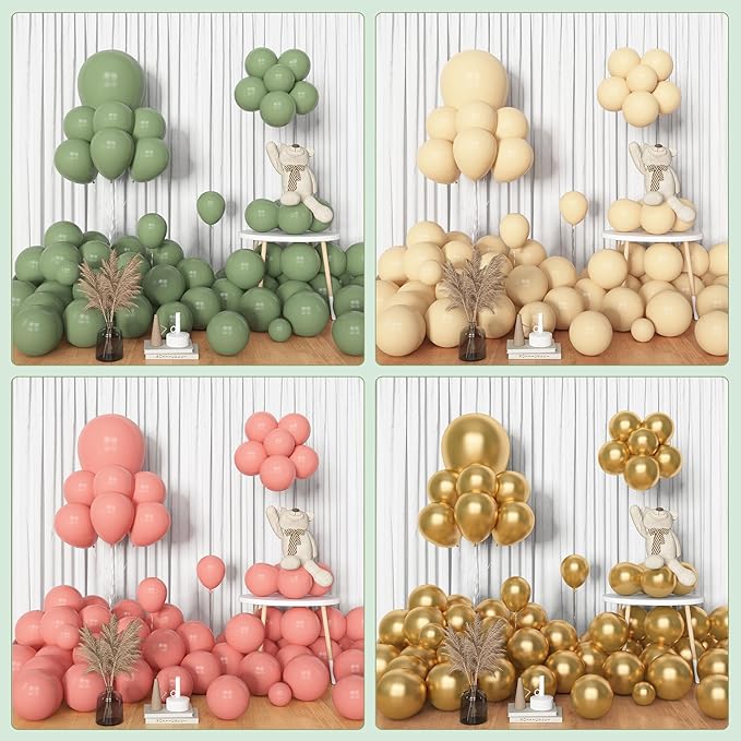 153pcs Retro Green Pink Balloon Garland Arch Kit, Different