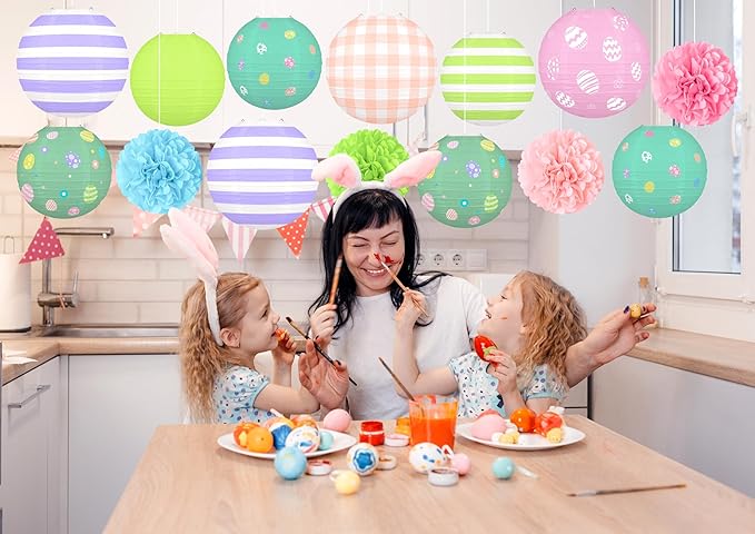 14pcs Easter Party Hanging Decorations Vintage Paper Lanterns