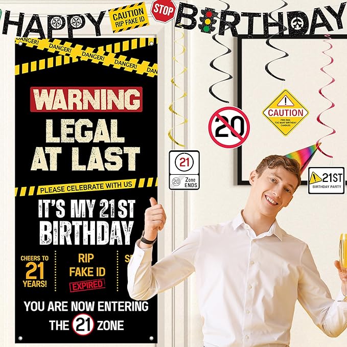 21st Birthday Party Decorations Black Happy 21st Birthday Banner