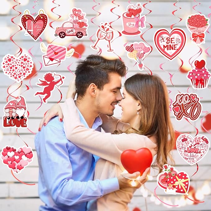 36 Pcs Valentine's Day Hanging Swirl Decorations Set Happy