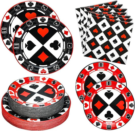 180PCS Casino Party Supplies Serve 60 Poker Party Paper Plates and