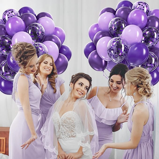 60pcs Purple Balloons 12inch with Metallic Pastel Dark Purple