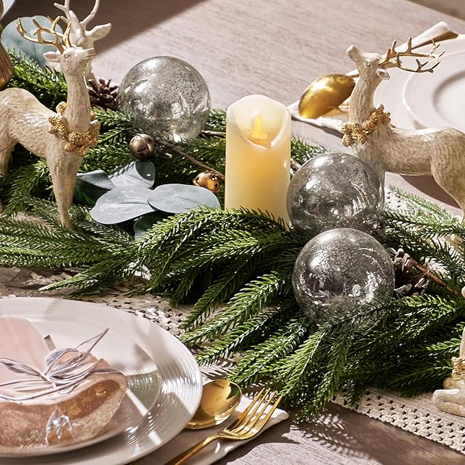 Christmas Ball Ornaments Set of 12pcs-3.15” Silver Mercury Glass Xmas