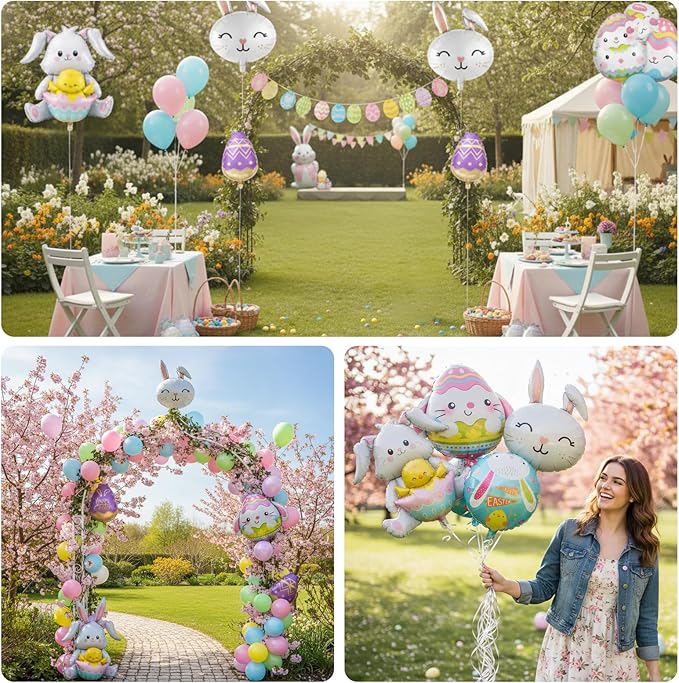 Easter Balloons Easter Party Decorations with Bunny Decor and Easter