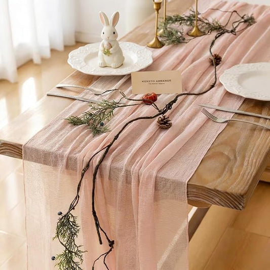 10pcs Pink Valentines Decor Table Runner Cheese Cloth