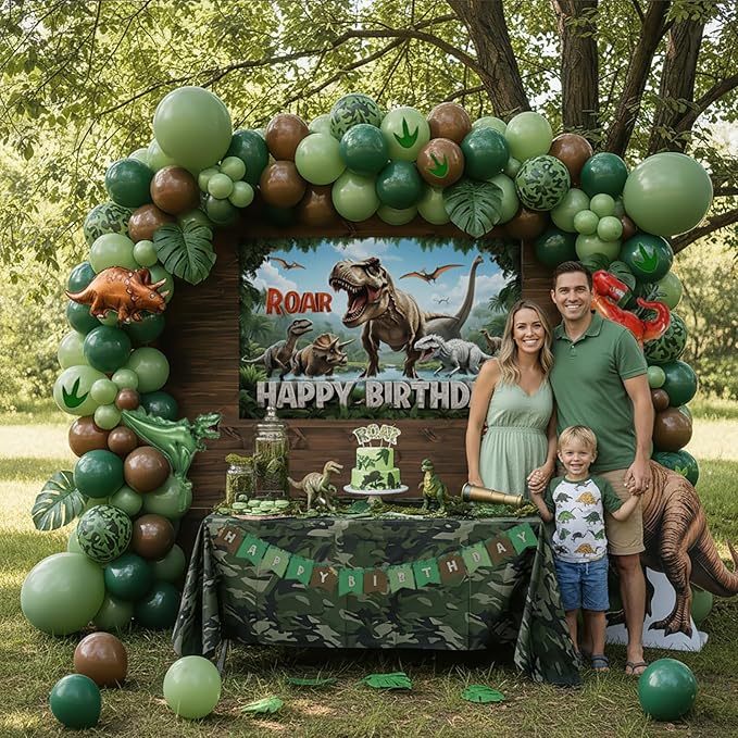 Dinosaur Birthday Party Decorations Includes Green and brown balloon