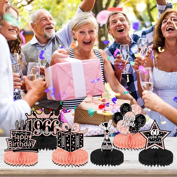 60th Birthday Decorations for Women, 9pcs 60th Birthday Party Table