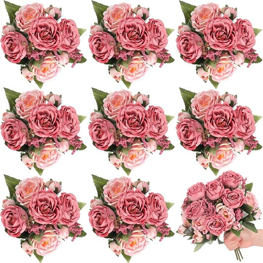 8 Bundles Artificial Peonies Flowers Boho Faux Flowers Arrangements #1