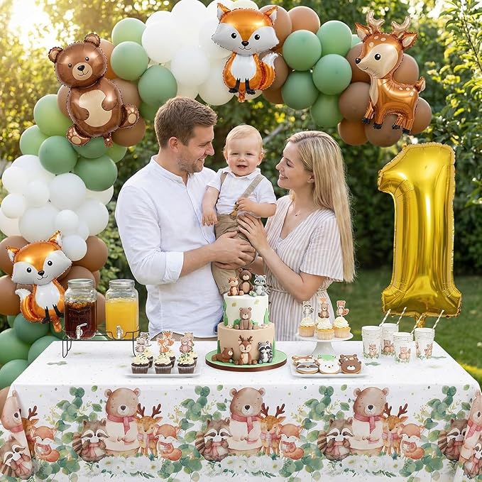 3 Pack Plastic Safari Baby Shower Tablecloth 54 x 108 Inch