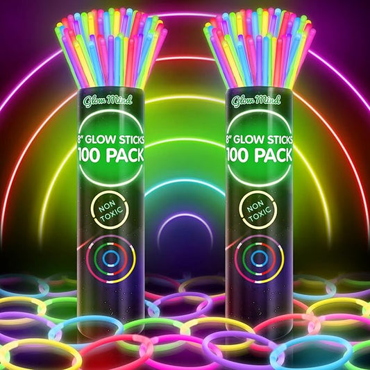 200 Ultra Bright Glow Sticks Bulk - Halloween Glow in the Dark Party