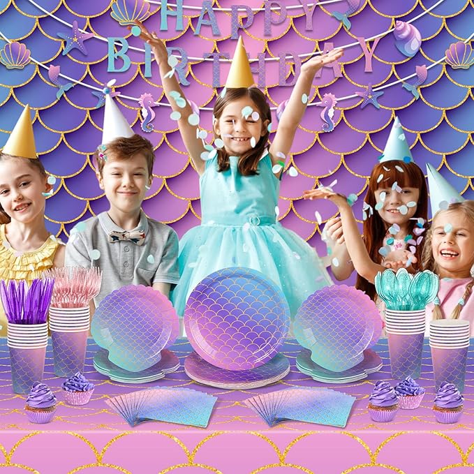 172 Pcs Mermaid Birthday Decorations Mermaid Party Supplies Include