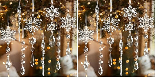 18pcs Crystal Christmas Ornaments for Tree Decorations-Hanging