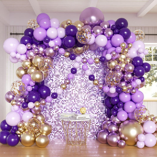 Purple Balloon Garland Arch Kit, 162pcs Dark Purple Lavender Light