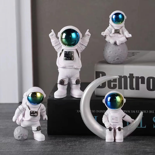 Ni-JASW Gradient Astronaut Statues Set of 4, Spaceman Figurines Space