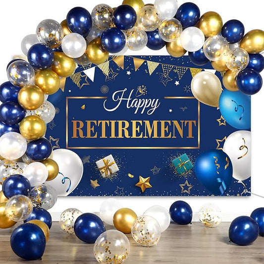 Retirement Party Decorations Include Navy Blue Confetti Balloons Set