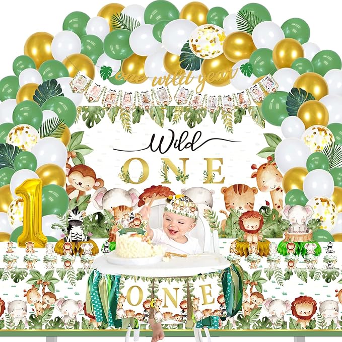 Wild One party Decorations 150 Pcs Jungle Animal Party Supplies