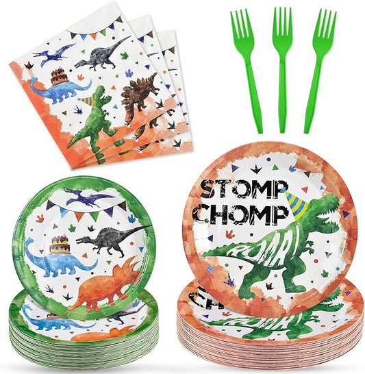 Dinosaur Birthday Decorations 200 PCS Dinosaur Plates Napkins and